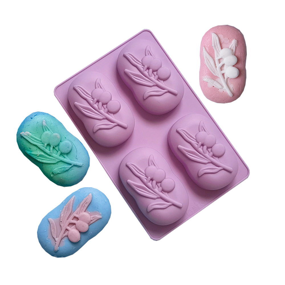 Soap Making At Home - 4 ฟันผุรูปไข่ Olive Tree ซิลิโคนสบู่แม่พิมพ์ DIY