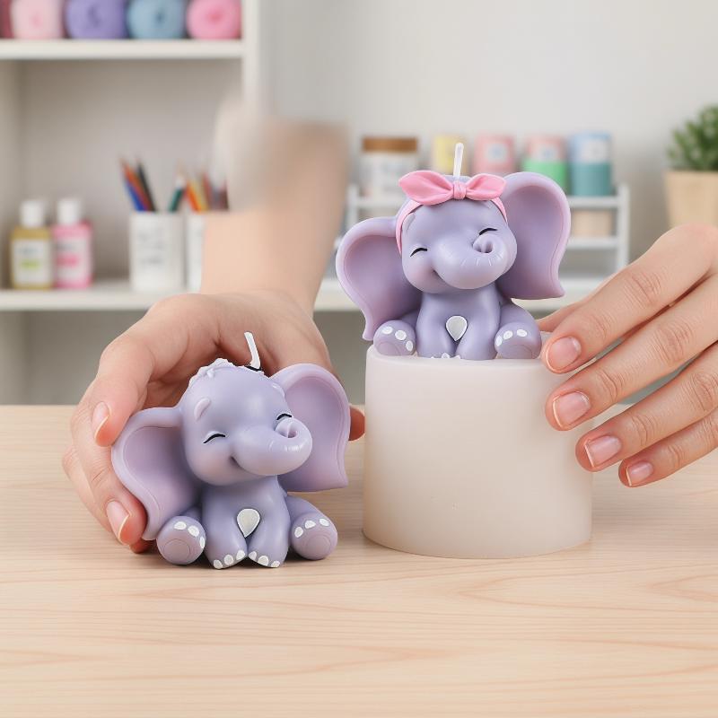 Soap Making Organic - แม่พิมพ์เทียนซิลิโคนรูปช้าง 3 มิติ น่ารัก ใช้งานง่าย นำกลับมาใช้ใหม่ได้