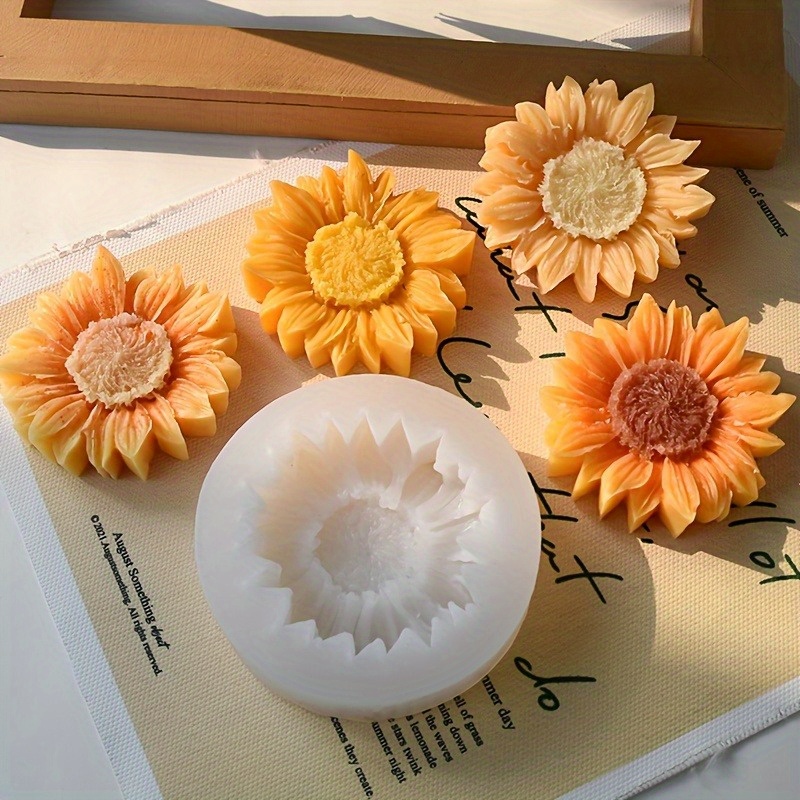 Soap Making Organic - แม่พิมพ์ซิลิโคนรูปดอกทานตะวัน 3 มิติ สีสันสดใส สำหรับเทียนและสบู่ -