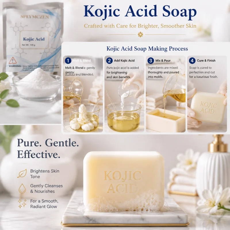 Soap Making Acid - ผงคริสตัลกรดโคจิก SPLYMCZEN สำหรับทำสบู่ก้อนทำความสะอาดและสบู่ดูแลผิว DIY