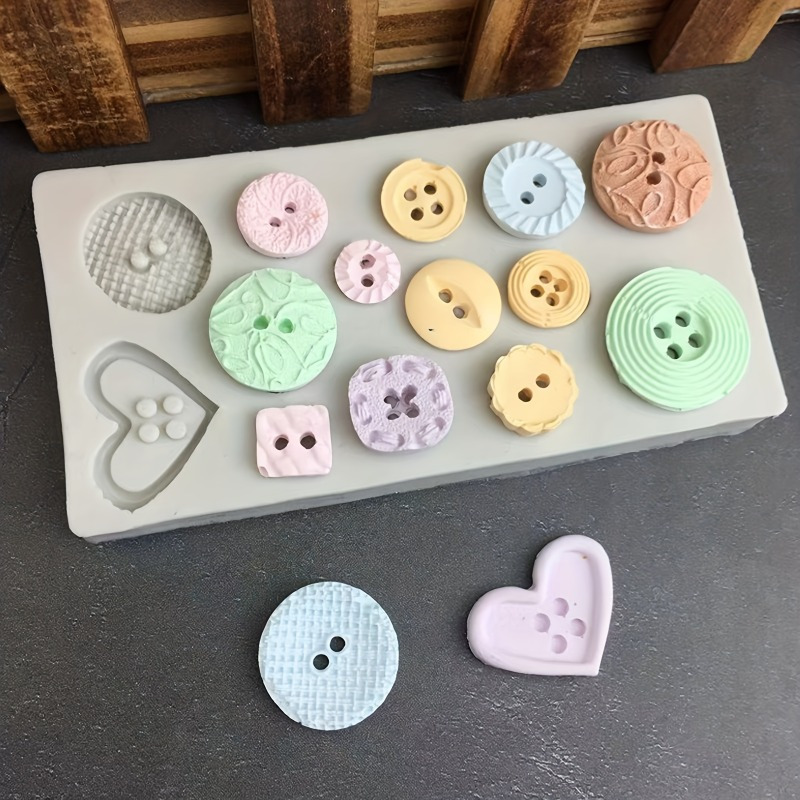 Soap Making Organic - แม่พิมพ์ซิลิโคนรูปทรงกระดุม แม่พิมพ์ซิลิโคนสำหรับทำสบู่และเทียน อุปกรณ์ตกแต่ง
