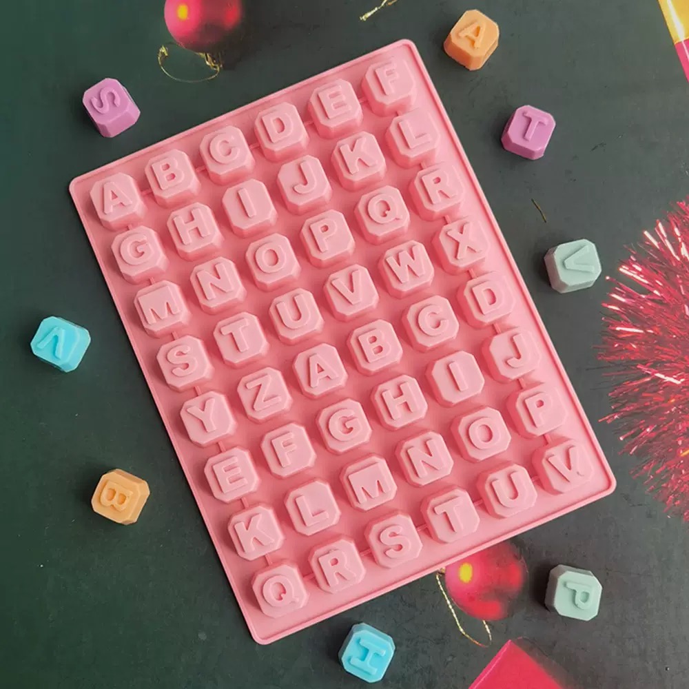 Soap Making Organic - 48 ตัวอักษร Enghish ตัวอักษรตัวอักษรซิลิโคนแม่พิมพ์สบู่แม่พิมพ์เค้ก Cupcake Bakeware
